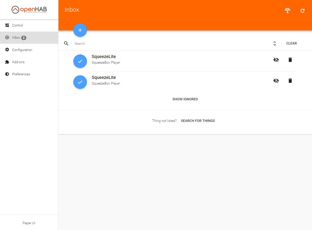 Vvue Inbox d'OpenHAB