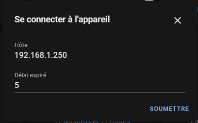 Capture d'écran du popin de configuration Broadlink sur Home Assistant