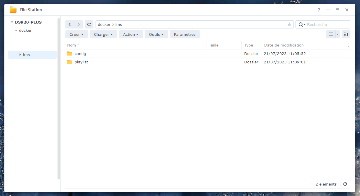 Capture d'écran du File Station sur Synology DSM