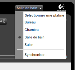 Capture d'écran des platines du Logitech Media Server